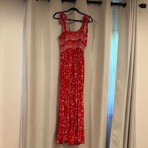 Free people red wide leg jumpsuit